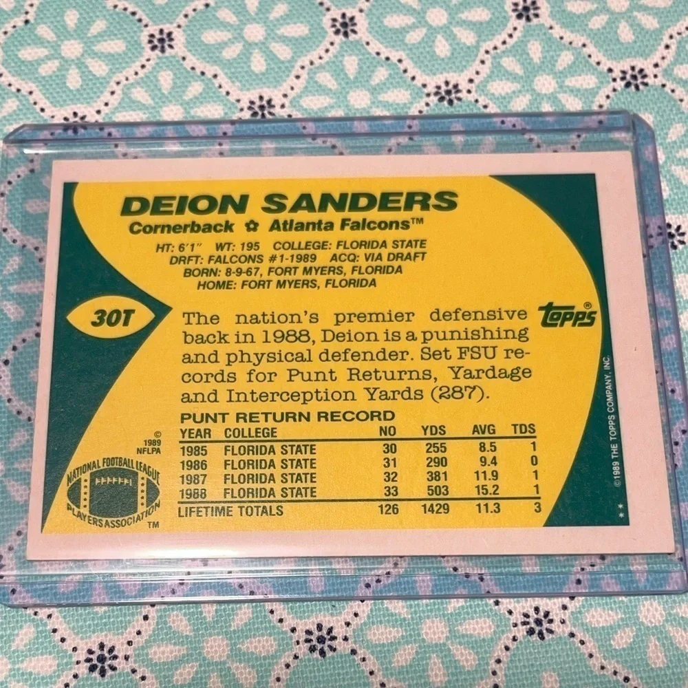 Deion SANDERS, Rookie RC 1989 Topps TRADED Football card #30T